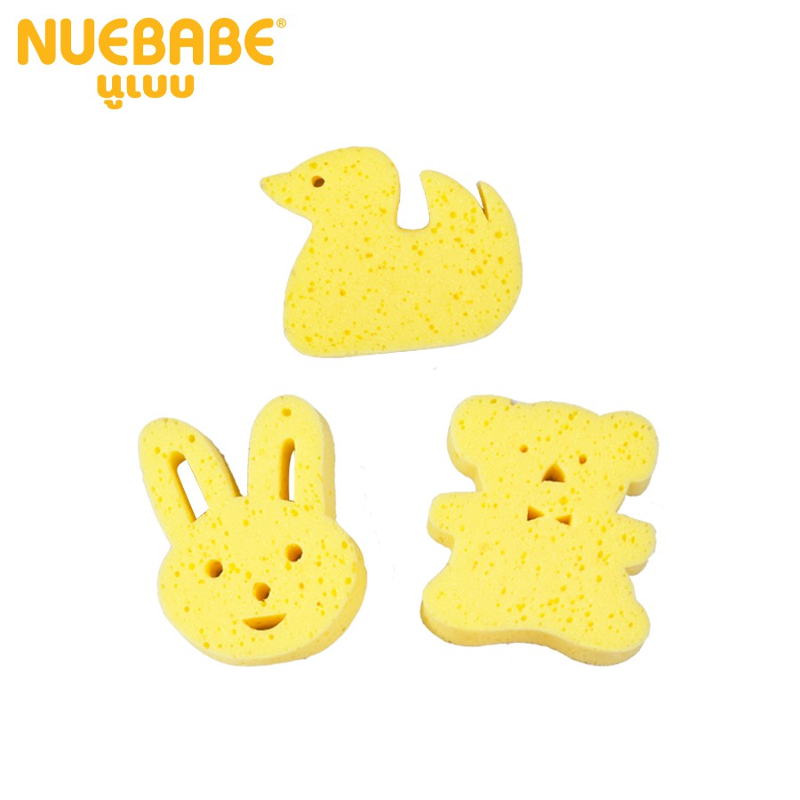 Nuebabe ฟองน้ำรูปสัตว์ เนื้อพรุนพิเศษ (หมี,เป็ด,กระต่าย)