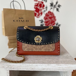 COACH 29416 PARKER WITH RIVETS AND SNAKESKIN แท้💯 ส่งฟรี