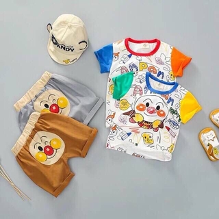 พร้อมส่ง‼️ เสื้อคอกลมแขนสั้น+กางเกงขาสั้น ลายอันปังเเมน