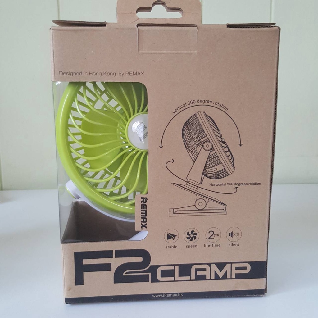 Remax Clamp Mini Fan F2 แท้100% พัดลมตั้งโต๊ะ พัดลมขนาดเล็กแบบพกพา ใช้กับ USB