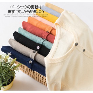 CHERISH (พร้อมส่ง) เสื้อคลุมคาร์ดิแกนเกาหลี เสื้อคลุมไหมพรม คอกลม กันหนาว Women Sweater Cardiga