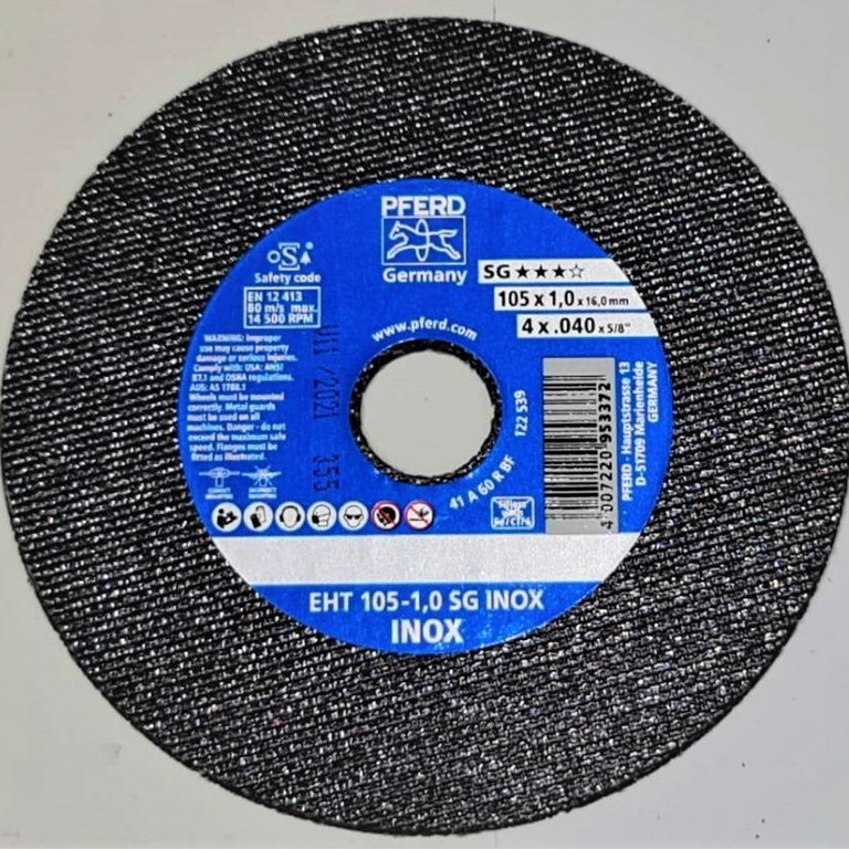 PFERD แผ่นตัดบาง 4" ตัดสเตนเลส 1.0มม. (105x1.0x16.0) EHT 105-1,0 A 60 R SG-INOX