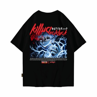 เสื้อยืด พิมพ์ลายอนิเมะ Hunterxhunter Killua Zoldyck | เสื้อยืด ลาย Killua สีดํา