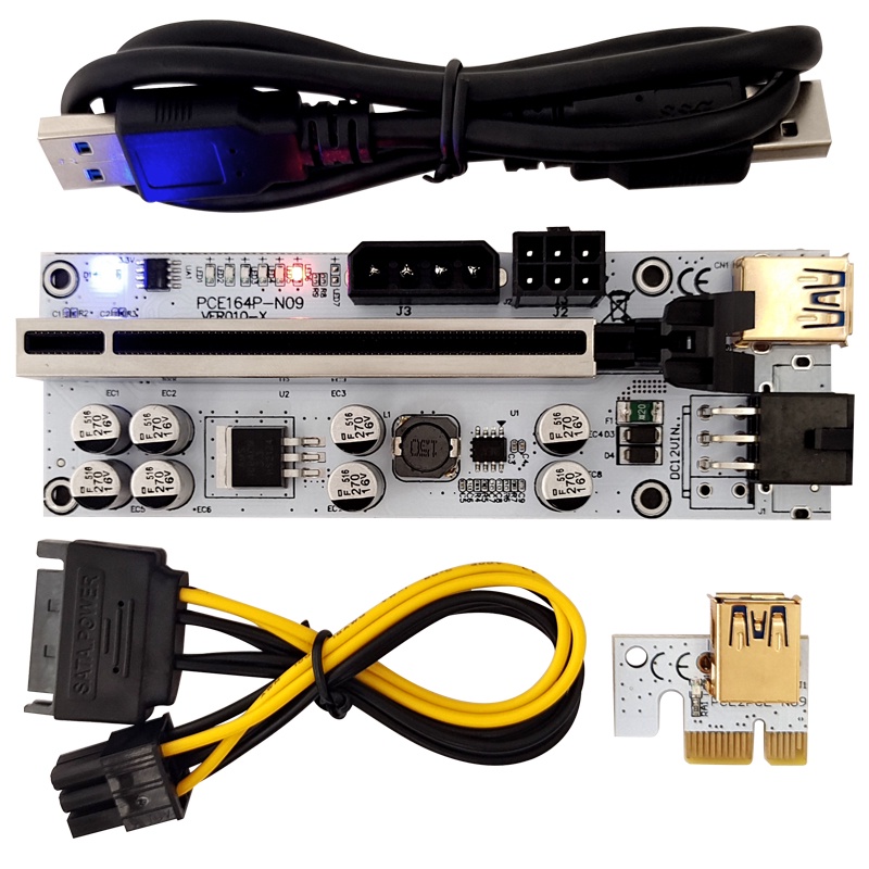 010X Plus Gpu Riser 010s Pcie Riser Card 010S Plus พร้อม 6 LED PCI Express 1X ถึง 16X Extender