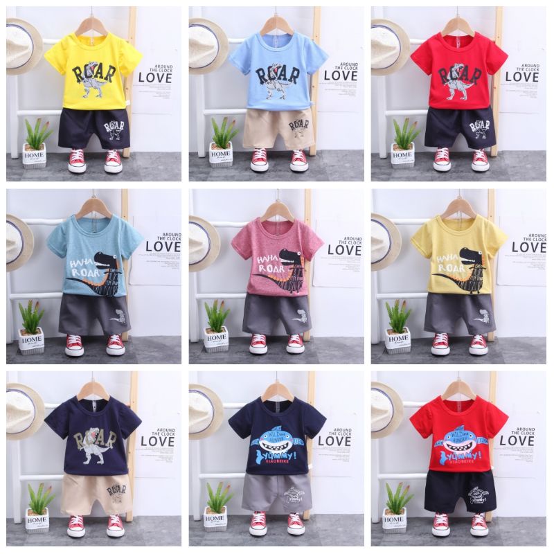 3🛑LIVE VOUCHER CASUAL BOY SHIRT SET PANTS ฤดูร้อนเกาหลี BOY FASHION