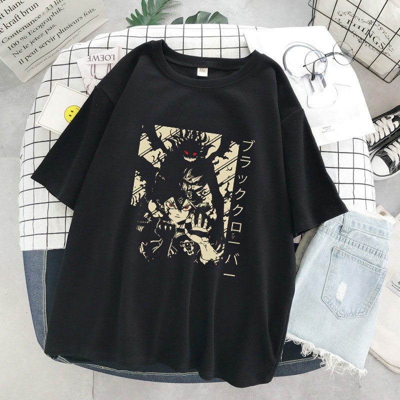 T เสื้อ 2021 Vintage ญี่ปุ่น Anime Fantasy Clover Arts Black Manga Otaku เสื้อยืดฤดูร้อนสบายๆยืดหลวม t-shirt