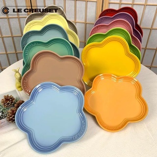 Cool color plum plate 23cm plate enamel color stoneware porcelain plate French petal plate 9 inch shallow plate home