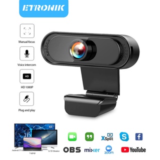 ETRONIK Webcam USB 720P 1080P HD Auto Focus พร้อมไมค์ในตัว คอมพิวเตอร์ กล้อง Webcam สำหรับคอมพิวเตอร์ พีซี แล็ปท็อป ชั้นเรียนวิดีโอ เว็บแคม