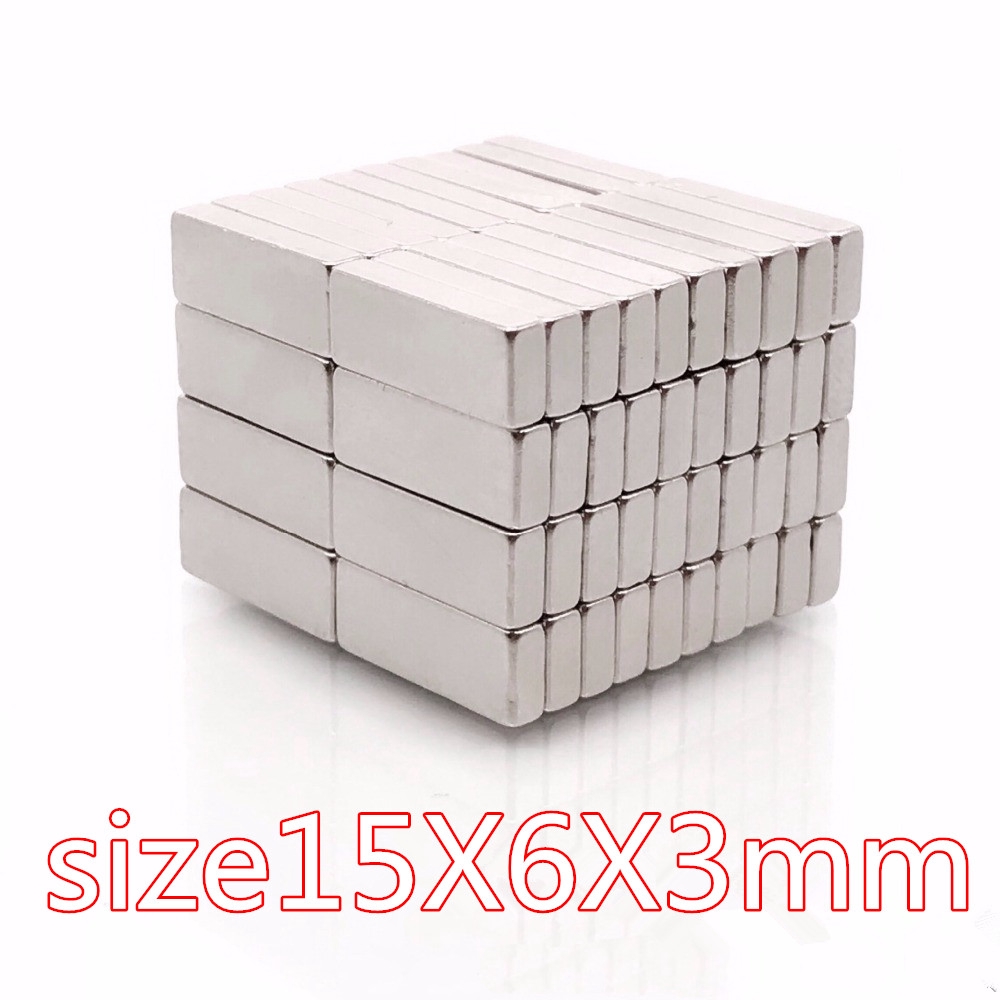 1ชิ้น แม่เหล็กแรงดึงดูดสูง 15x6x3มิล สี่เหลี่ยม แม่เหล็กแรงสูง 15mm × 6mm × 3mm Neodymium Magnet 15x
