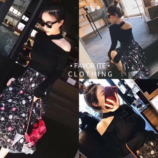 เสื้อไหมพรมเว้าบ่าเดียว (โค้ดช้อปฟรี 130 บาท)