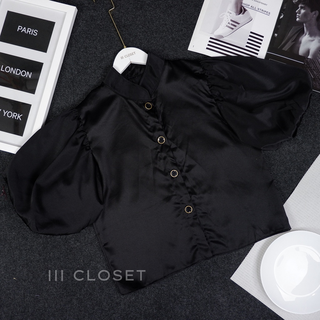 เสื้อคอจีน lll Freesize lll Z026 แขนบอลลูน กระดุมหน้า เนื้อผ้าซาร่า เนื้อผ้าดีมาก ใส่สบาย