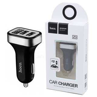 หัวชาร์จ Hoco Z3 หัวชาร์จ ชาร์จได้ 2 หัว 3.1A (หน้าจอดิจิตัล) Car Charger LCD 2USB หัวชาร์จโทรศัพท์ในรถ