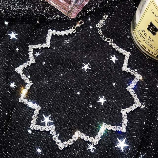 สร้อยคอแฟชั่น ไม่ดำ ไม่ลอก ไม่แพ้ สินค้าดี สร้อยลายคลื่นประดับเพชรFashion necklace สร้อยคอเงินแท้925เพชร แฟชั่นเกาหลี