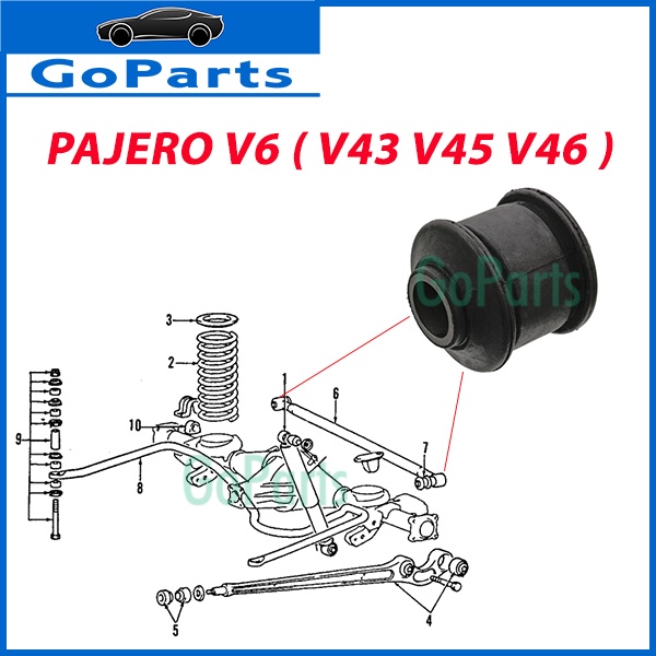 1 ชิ้น บุชแขนควบคุมด้านหลัง Mitsubishi Pajero V6 V43 V45 V46 Pajero Sport บุชล่าช้าด้านหลัง