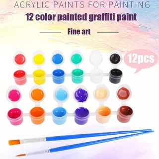 แหล่งขายและราคา🎨 ชุดสีอคิลิค (Acrylic) 12 สี ขนาดเล็ก พร้อมพู่กันและแปรง ระบายสี ปูนปั้น ภาพวาด เพนท์แก้ว ชุดเดียวจบพร้อมสร้างผลงานอาจถูกใจคุณ