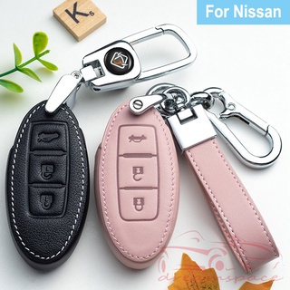 ใหม่ เคสกุญแจรถยนต์ หนังแท้ สําหรับ Nissan Tidda Livida X-Trail T31 T32 Qashqai March Juke Pathfinder Note GTR