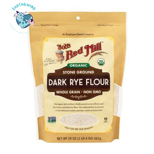 Bob's red mil Organic Dark Rye Flour 567g. ออร์กานิค แป้งไรย์สีดำ ลดน้ำหนักได้ดีกว่าโฮลวีท มีไฟเบอร์สูง