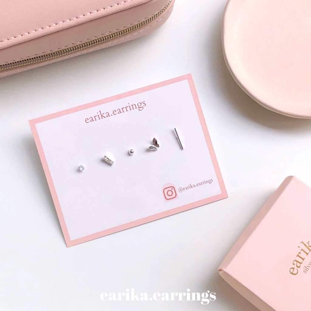 earika.earrings - daily nabi set เซ็ตต่างหูผีเสื้อก้านเงินแท้ชุบทองคำขาว คนแพ้ง่ายใส่ได้