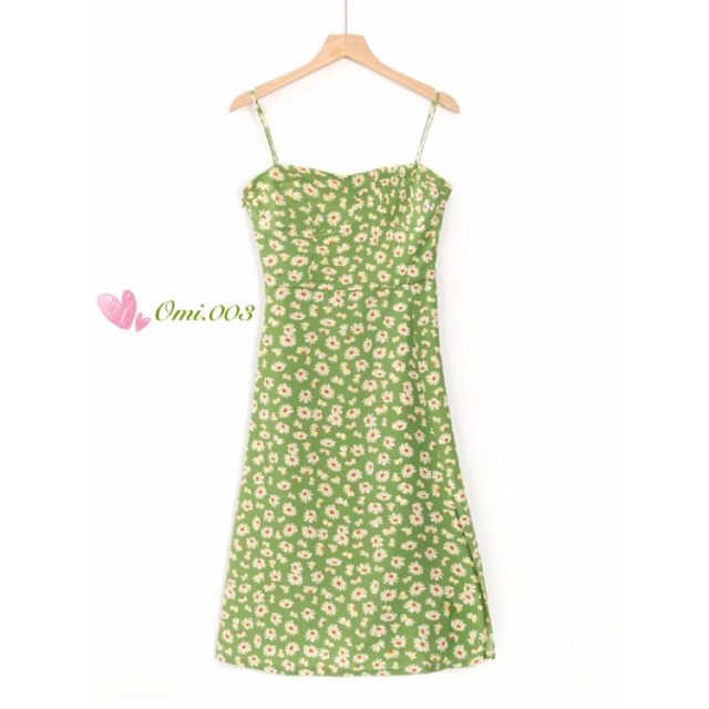 Green Daisy Dress 💚เดรสยาวลายดอก เดรสลายดอก เดรสดอกเดซี่ กระโปรงเดซี่ กระโปรงยาว เดรสยาวคอวี ชุดเดรสยาว สีเขียว
