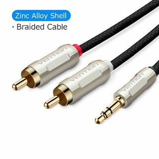 Vention(BCI) Braided 3.5 mm to 2rca Bi-direction Audio Cable Silver Plated Copperfor Amplifier DVD Subwoofer