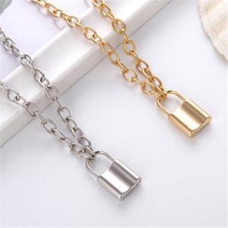 Fashion Gold Sliver Color Lock Choker Necklace,Woman Collar PadLock Pendants Necklaces