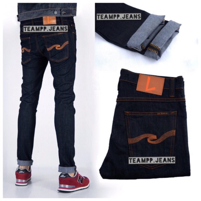 Men’sJeans (ด้ายส้ม) ปักด้ายส้ม สวยมากครับ ยีนส์ยืด ทรงสกินนี่ ขายาวใส่สบายSize 28-48” 📮 รับชำระปลายทางจ้า