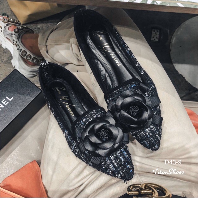รองเท้าคัชชูหัวแหลม Style Chanel (ภาพถ่ายจากสินค้าจริง)