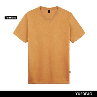 เสื้อยืดสีขาวYuedpao ยอดขาย No.1 รับประกันไม่ย้วย 2 ปี ผ้านุ่ม เสื้อยืดเปล่า เสื้อยืดสีพื้น เสื้อยืดคอวี_สีชาไทย