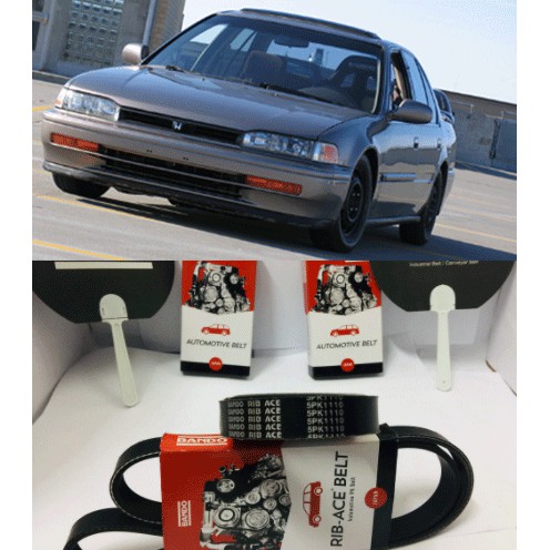 Honda Accord 92 93 เครื่องกําเนิดไฟฟ้าเข็มขัดเย็นไดรฟ์เข็มขัดรถการบีบอัดบล็อก 5PK1110 Bando Japan 90