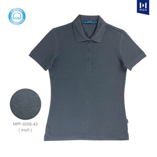 เสื้อโปโลหญิงแขนจั้ม MOS CLASSIC POLO T-SHIRT รุ่น MPF-0258 COTTON 100% (เหลือง เทาดำ เขียวมะนาว แดงกุหลาบ)