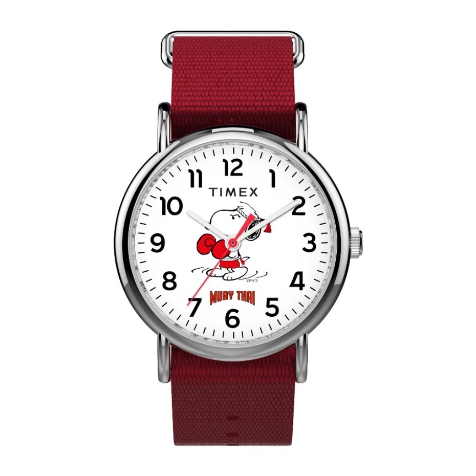 Timex TWLB54100 MUAYTHAI PEANUTS นาฬิกาข้อมือ Unisex สีแดง หน้าปัด 38 มม.