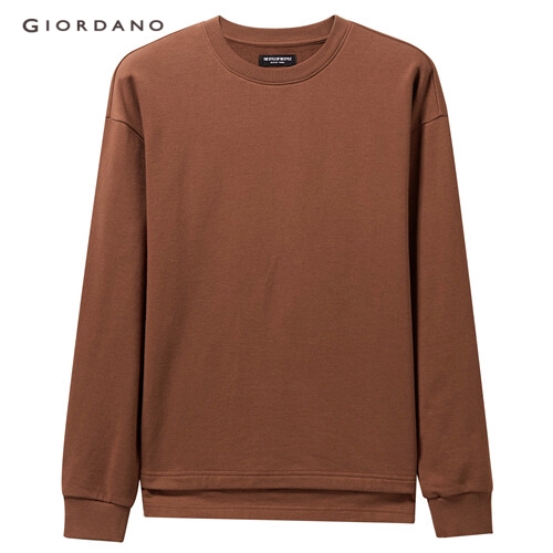 GIORDANO MEN Zip fly at hem loose crewneck sweatshirt 13029806