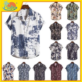 เสื้อเชิ้ตแขนสั้นพิมพ์ลาย สําหรับผู้ชาย