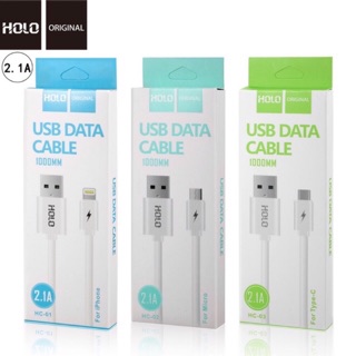 HOLO สาย USB 1m สายชาร์จไว USB Data Cable สายชาร์จไว มีMicro,iphoen,Type-C