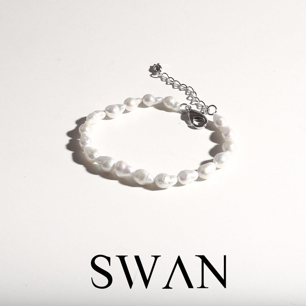 SWAN سوار فضة بلؤلؤ باروك صغير — صورة 5