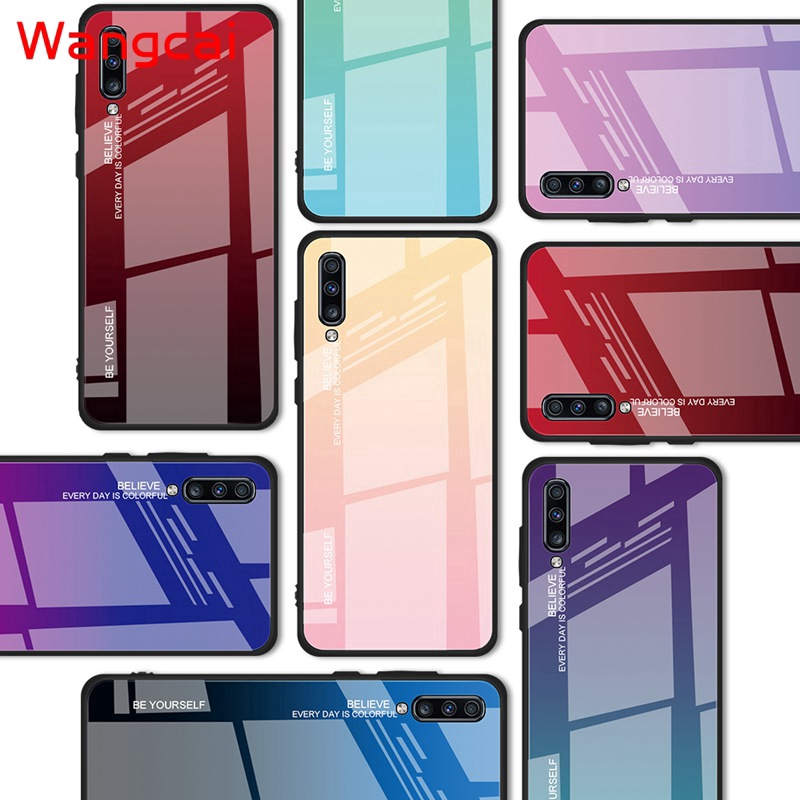 Samsung Galaxy A50S A30S A90 A80 A60 M40 A40 A70 A20E A50 A20 A30 Case Gradient Glass Phone Cover