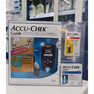 ( ของแท้ 100 % ) ACCU-CHEK Guide ชุดเครื่องตรวจน้ำตาลในเลือดแบบไร้สายและอุปกรณ์เจาะเลือด