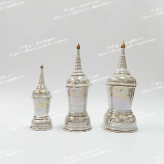 โกศ เซรามิกสีมุก ลายดอกสีทอง มีหลายขนาด (ทรงกลม/ทรงเหลี่ยม)