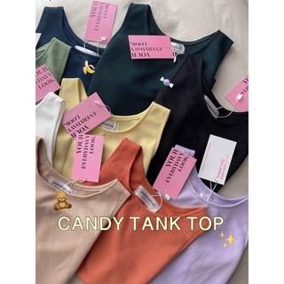 top010 เสื้อกล้าม พาสเทล ฟรุ้งฟริ้ง 🍬✨ใส่สบาย ผ้ายืดเนื้อร่อง ไม่ย้วย