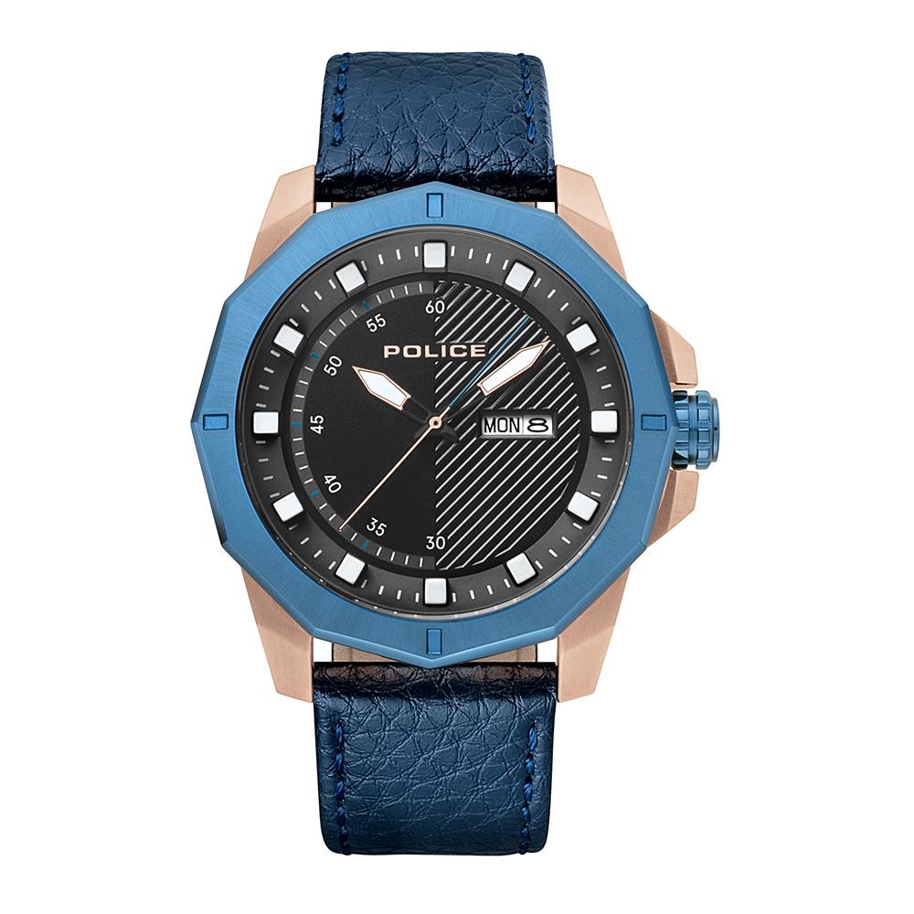 (ของแท้ประกันช้อป) POLICE นาฬิกาข้อมือ สายหนังสีน้ำเงิน รุ่น PL-15667JSRBL/02 นาฬิกาข้อมือผู้ชาย