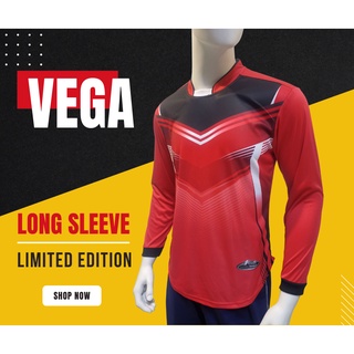 VEGA เสื้อกีฬาแขนยาว ผ้าไมโคร ไซM/L ผ้าพิมพ์ลายดิจิตอลสีสันสวยงาม ระบายอากาศดี มีความยืดหยุ่นสูง