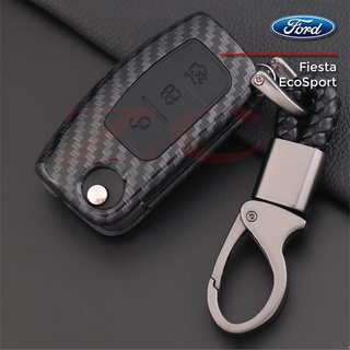 กรอบกุญแจรีโมทรถยนต์ FORD เคสกุญแจรถ FOCUS / FIESTA / ECOSPORT ลายเคฟล่า กรอบเคสกุญเเจรถฟอร์ด FD-3 (พับเก็บได้) พร้อมส่ง