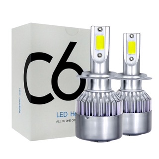 ราคา1คู่ ไฟหน้ารถยนต์ C6 LED แสงสีขาว H1 H3 H4 H7 H11 9005 9006 36W 6000K