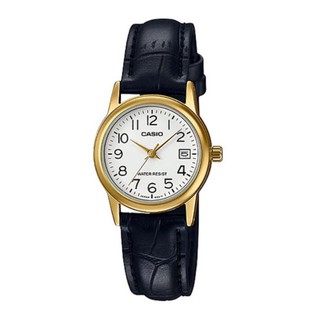 Casio สายหนังของแท้Ltp-v002GL-7b2udfเรือนเล็กมีวันที่หน้าปัดดูเวลาชัดเจน