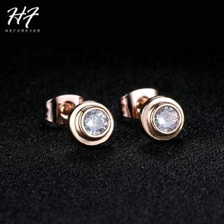 ZHOUYANG คลาสสิกคริสตัล Stud Earrings สำหรับเครื่องประดับจัดงานแต่งงานผู้หญิงกุหลาบสีขาวสีทองแฟชั่นรอบ CZ สำหรับสาว E809 E810