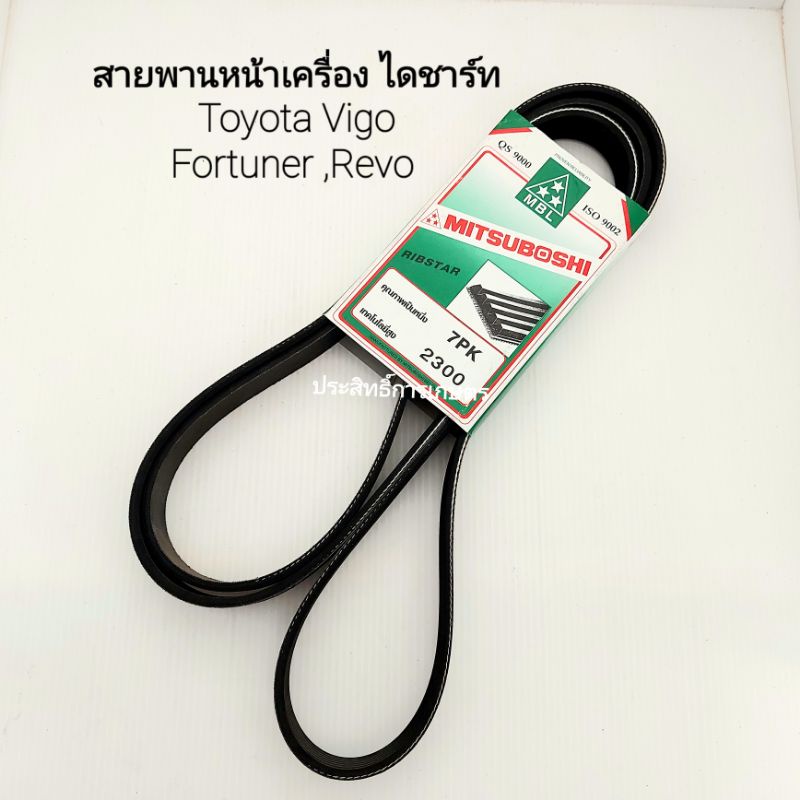 สายพานหน้าเครื่อง สายพานแอร์ Toyota Vigo เบนซิน ,Fortuner, Revo,Innova,Ventury  7PK2300 สายพาน Mitsu