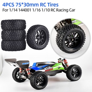 4Pcs 75mm RC Wheel 12mm Hex for 1:14 1:16 1:10 HSP HPI Kyosho Axial Scx10 Traxxas Trx-4 Tamiya RC on Road Rally Wltoys 144001 RC Car Tyres