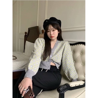 🪴Floral graphic cardigan🪴  เสื้อคลุมกันหนาวไหมพรม ลายดอกไม้กราฟฟิค