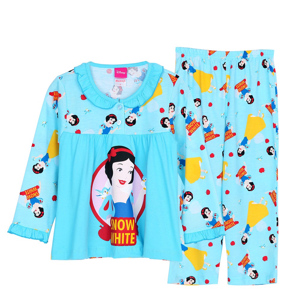 ❈☏Momoji ชุดนอน เด็กหญิง ลิขสิทธิ์ Disney   ดิสนี่ย์   Princess ลาย เจ้าหญิง แขนยาว ขายาว ผ้ายืด ชุด