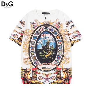 D&amp;g เสื้อแขนสั้นลําลอง พิมพ์ลาย สีสันสดใส แฟชั่นฤดูร้อน สไตล์คลาสสิก  #